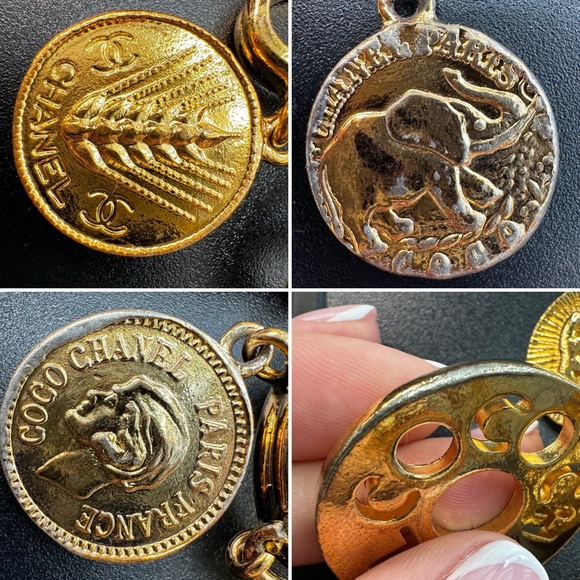 LOT 1505 24K gold plated CHANEL vintage runway bracelet with charms - Picture 12 of 14